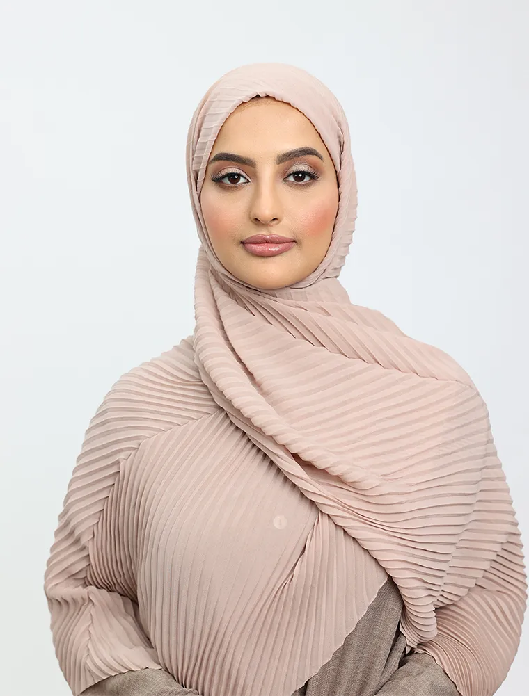 Pink Pleated Chiffon Hijab